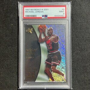 1997 Skybox E-X  2001 #9 MICHAEL JORDANEX ACETATE PSA 9 MINT Chicago Bulls HOF